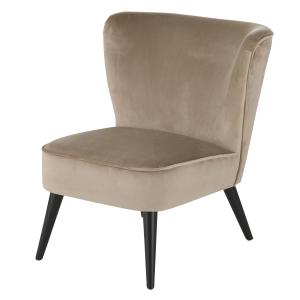 Fauteuil vintage en velours beige