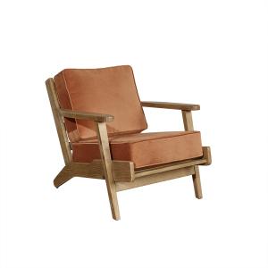 Fauteuil vintage lounge en chêne caramel