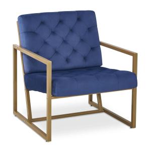 Fauteuil waco velours bleu pieds or