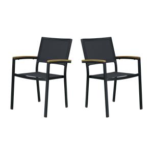 Fauteuils alu et textilène noir  (lot de 2)