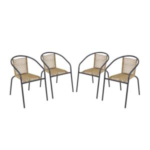 Fauteuils de jardin anthracite et naturel (lot de 4)