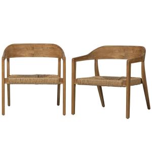 Fauteuils en osier et teck - Lot de 2