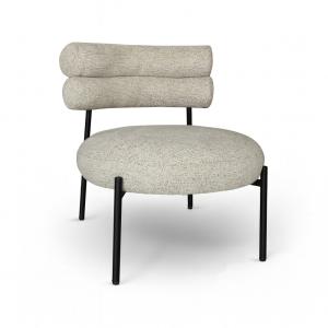 Fauteuils lounge en tweed beige avec pieds en métal noir