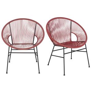 Fauteuils professionnels en résine terracotta et métal noir…