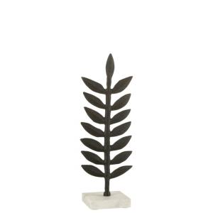 Feuille décorative en aluminium noir sur socle marbre blanc…