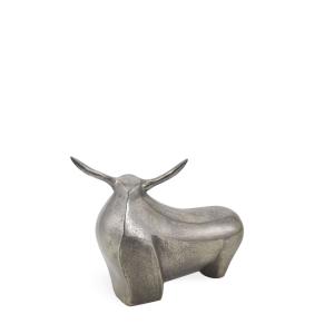 Figure décorative taureau en aluminium argenté