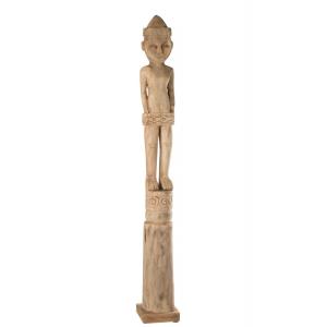 Figurine africaine debout en bois naturel 14x14x114 cm