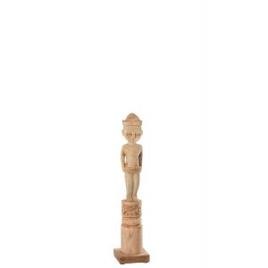 Figurine africaine debout en bois naturel 14x14x67 cm