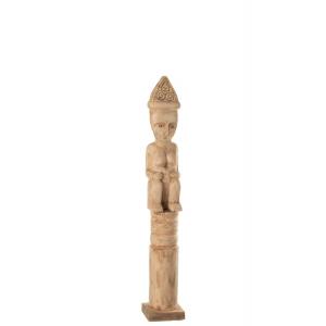 Figurine africaine debout en bois naturel 14x14x89 cm