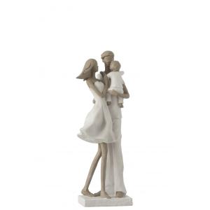 Figurine couple avec bébé en résine blanc 12x13x31 cm