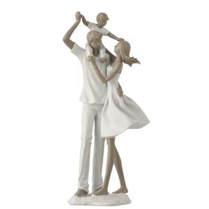 Figurine couple avec enfant en résine blanc 15x10x40 cm