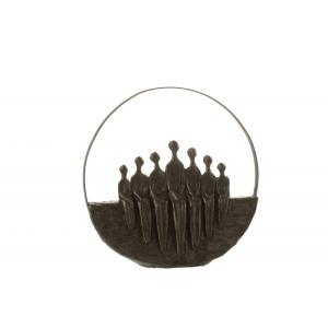 Figurine de 7 personnages assis dans cercle en résine brun…