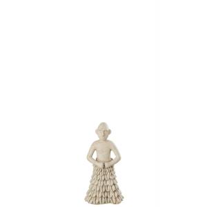 Figurine ethnique debout en résine beige 10x7x21 cm