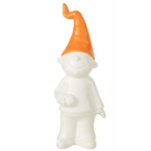 Figurine gnome debout en céramique blanc 15x11x40 cm