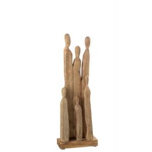 Figurine groupe de personnes en bois naturel 20x9x60 cm