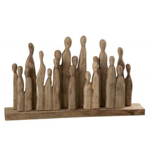 Figurine groupe de personnes en bois naturel 62x11x36 cm