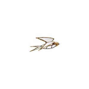 Figurine hirondelle en résine or miroirs H41