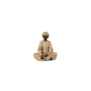 Figurine homme assis en résine marron 18x14x22 cm