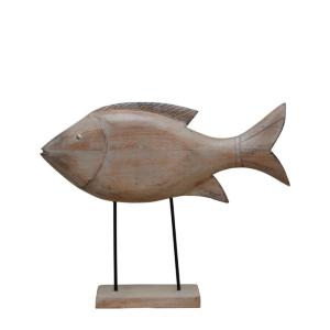 Figurine poisson en bois clair H51