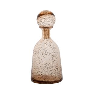 Flacon décoratif en verre ambré et doré H34
