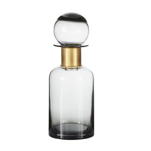Flacon décoratif en verre grisé et laiton doré H52