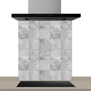 Fond de hotte decorative, carrelages gris gris 60x70  cm