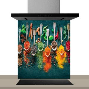 Fond de hotte decorative, epices indiennes multicolore 60x7…