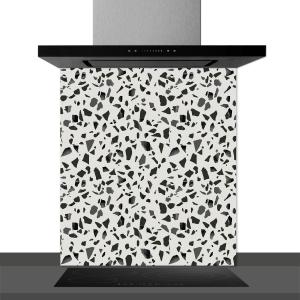 Fond de hotte decorative, granite noir et blanc 60x70  cm