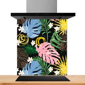 Fond de hotte decorative, monstera en folie multicolore 60x…