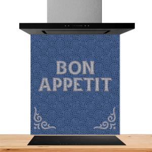 Fond de hotte decorative, mosaique bon appetit bleu 60x70…