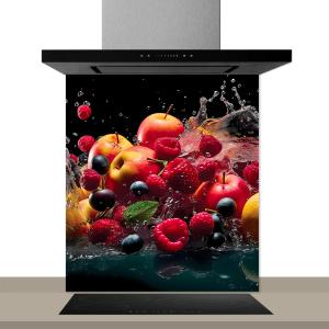 Fond de hotte decorative, salade de fruits rouges multicolo…