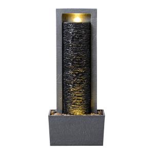 Fontaine colonne LED extérieure roche superposée, Gris, 82c…