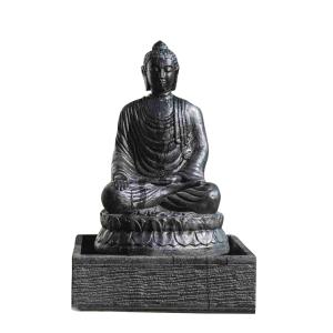 Fontaine de jardin bouddha assis 1 m 20 patiné noir