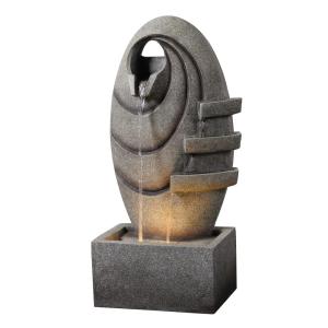 Fontaine de Jardin Ovale LED Gris, 80 cm