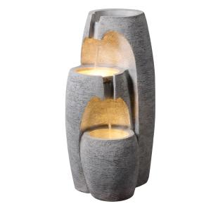 Fontaine de Jardin Urne 3 Niveaux LED Grise, 71 cm