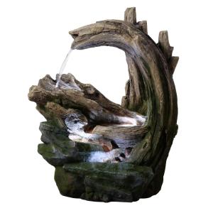 Fontaine jardin extérieure ruisseau forêt LED, 82cm, Gris