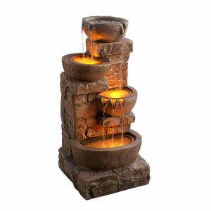 Fontaine LED en polyrésine, marron