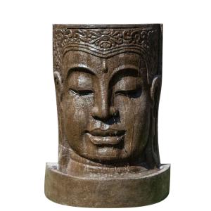 Fontaine mur d'eau visage de Bouddha brun H120cm