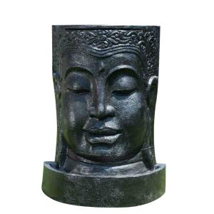 Fontaine mur d'eau visage de Bouddha noir H120cm