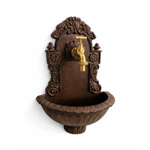 Fontaine murale de jardin extérieur en fonte marron Ht.40cm