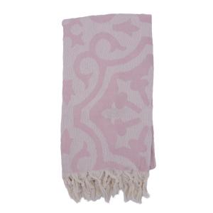 Fouta baroque 100% coton avec franges rose pale 100x170cm