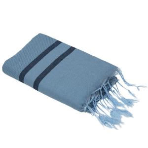 Fouta bicolore coton bleu azur & bleu 100x200