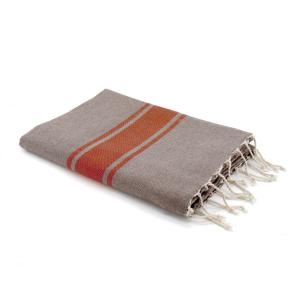 Fouta bicolore coton taupe clair / terracotta 100x200