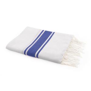 Fouta blanche coton blanc / bleu grec 100x200