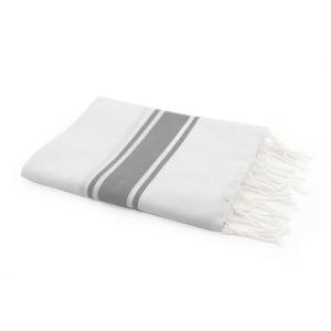 Fouta blanche coton blanc / gris perle 100x200