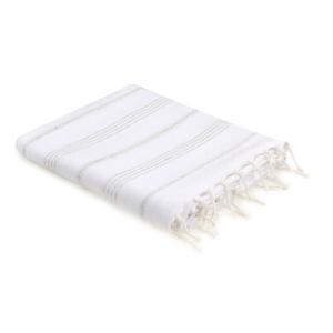 Fouta coton blanc / argent 100x200