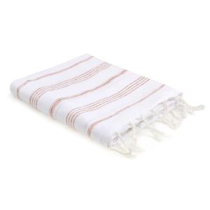 Fouta coton blanc / cuivre 100x200