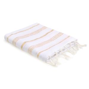 Fouta coton blanc / or 100x200