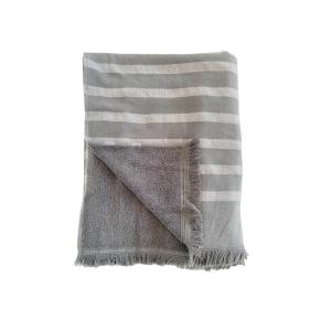 Fouta coton doublée éponge  Alanya" 140 x 180 gris"