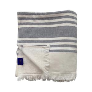 Fouta coton doublée éponge Karabuk" bleu marine  140 x 180"…